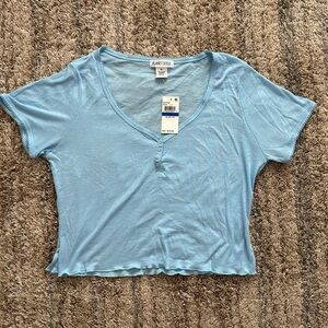 NWT Plant Gold rib baby tee blue